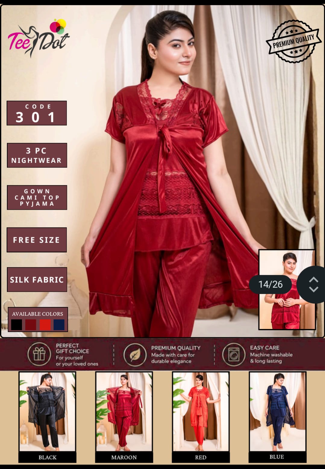 3 Piece with Gown Nighty