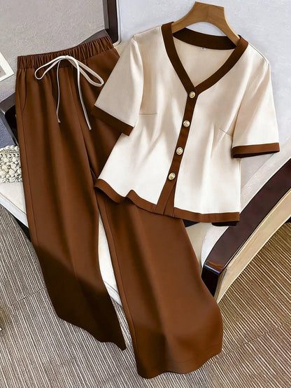 Chocolate Brown Button Style Night Suit