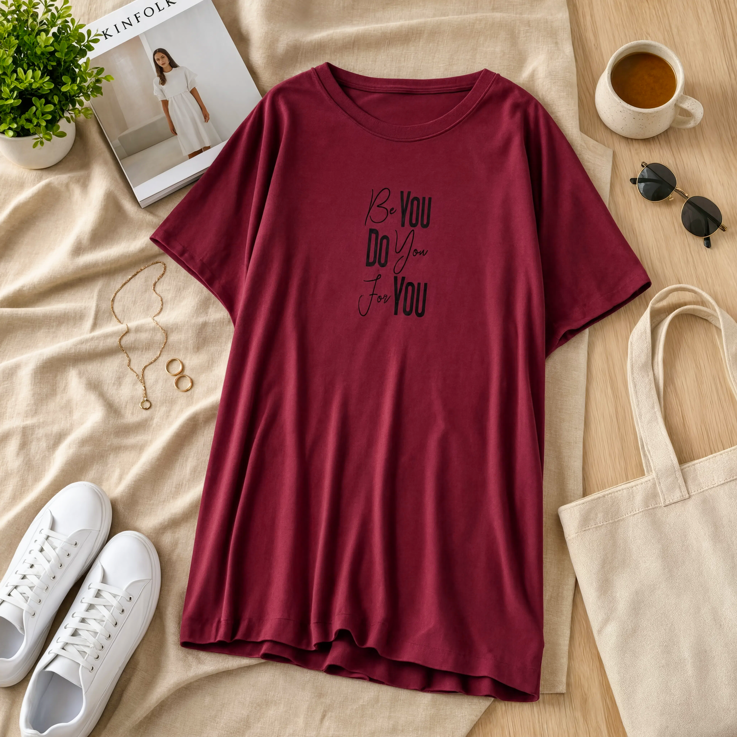 Besties Printed Red Long T Shirt