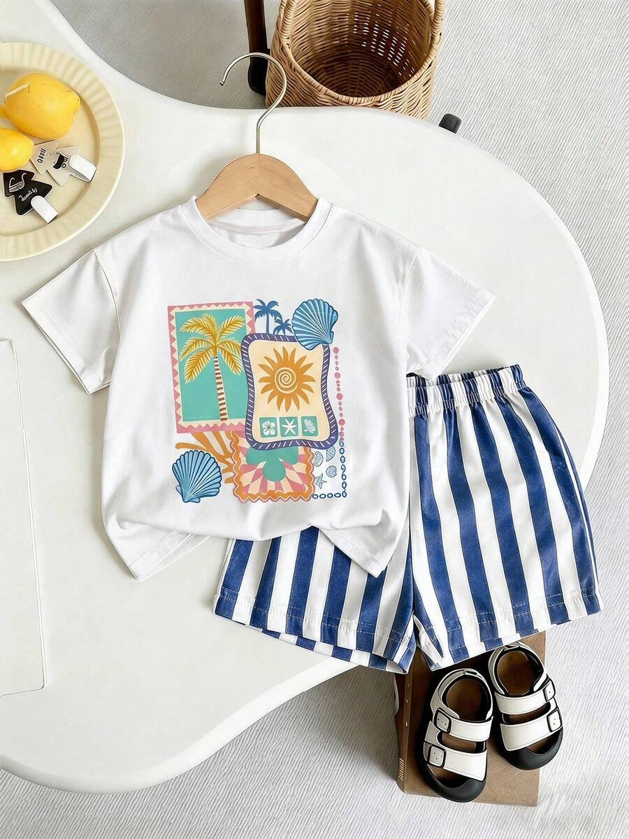 Beachwear Print Kids Half-Sleeve Night Suit