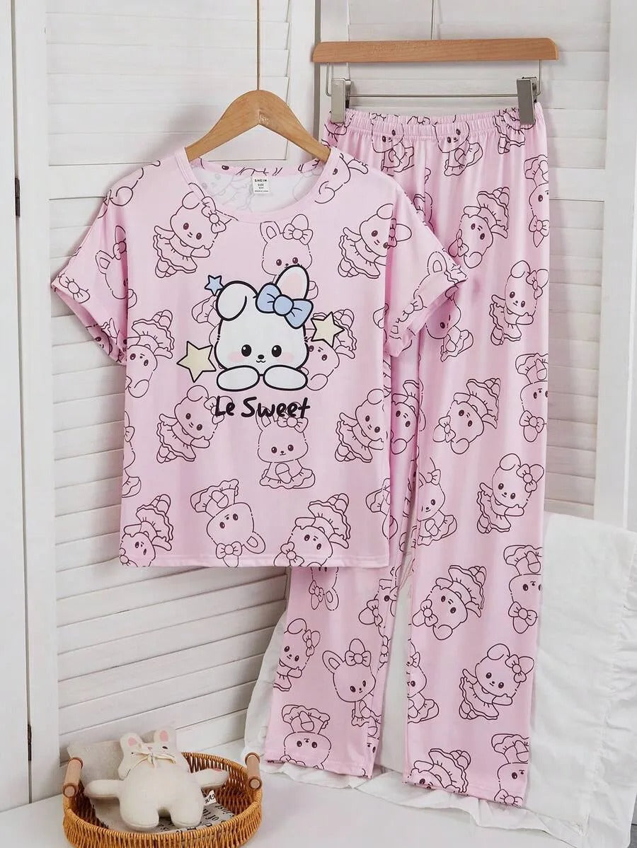 Sweet Bear Half Sleeve Printed Night Suit (7-14 Years)