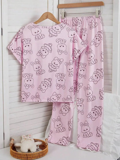 Sweet Bear Half Sleeve Printed Night Suit (7-14 Years)