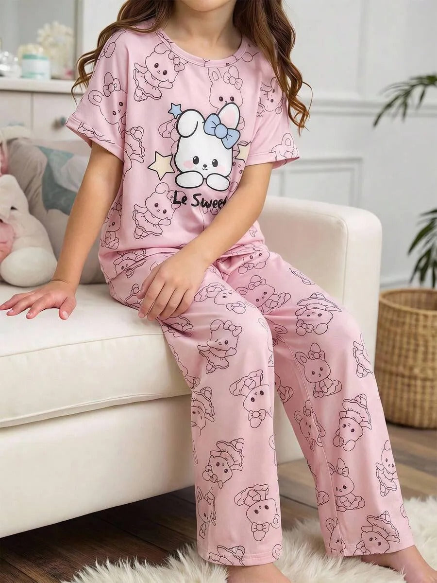 Sweet Bear Half Sleeve Printed Night Suit (7-14 Years)