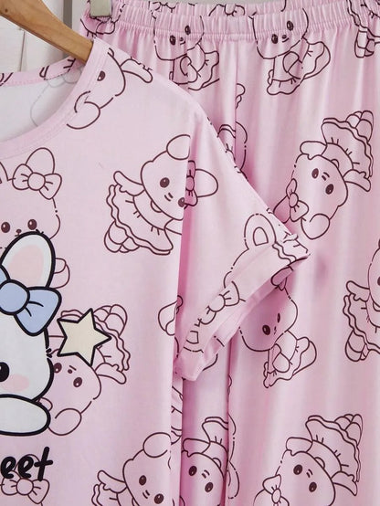 Sweet Bear Half Sleeve Printed Night Suit (7-14 Years)
