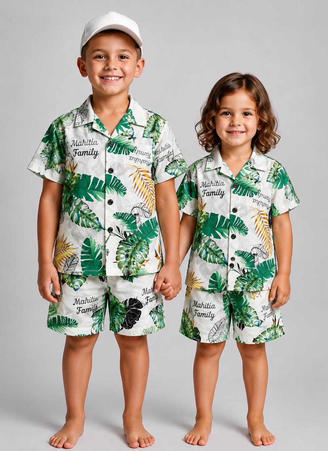 Green Patels Kids Linen Half Sleeve Tee & Shorts Set